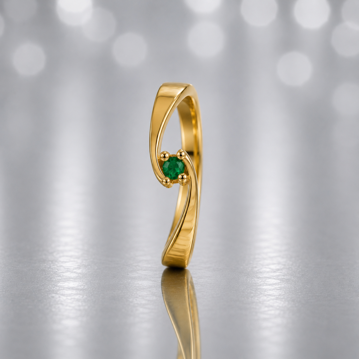 Anillo Espiral Dorada del Alma Verde