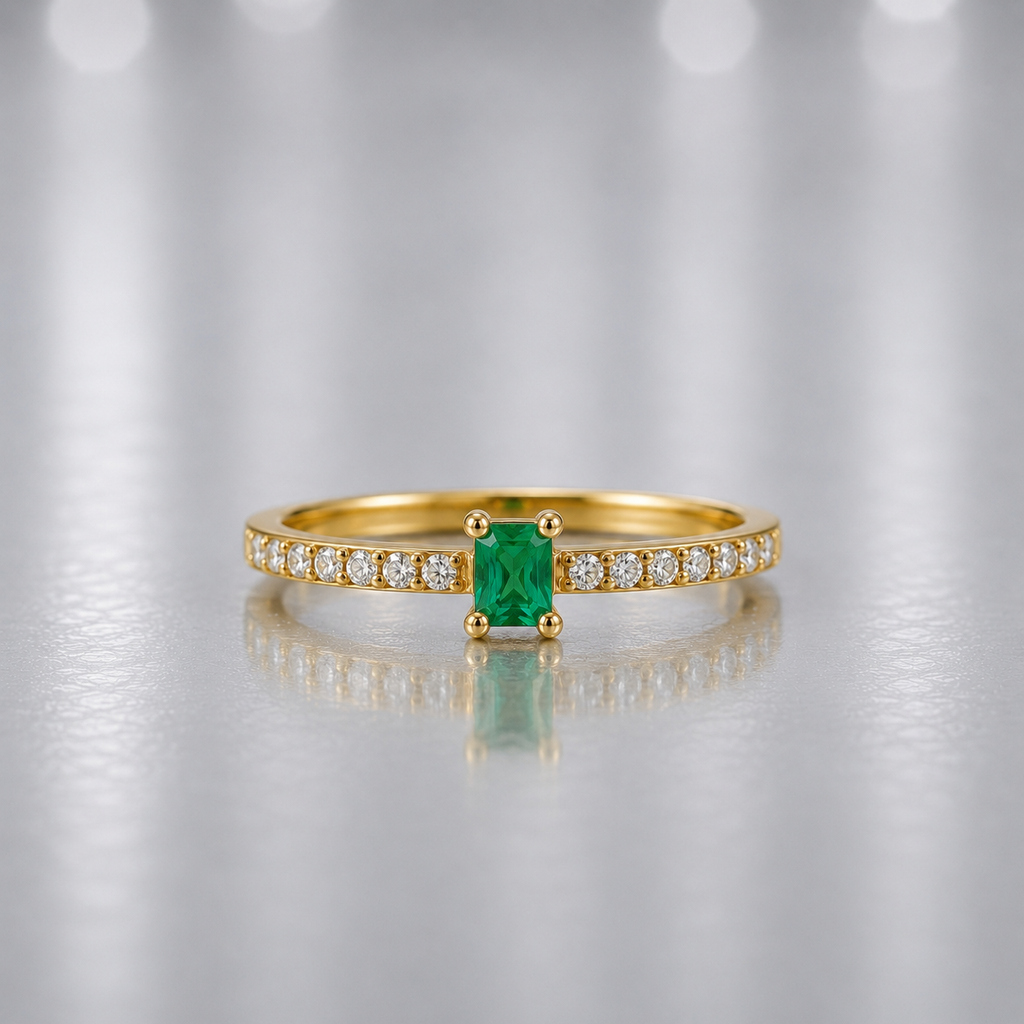 Anillo Resplandor Verde de Diamantes