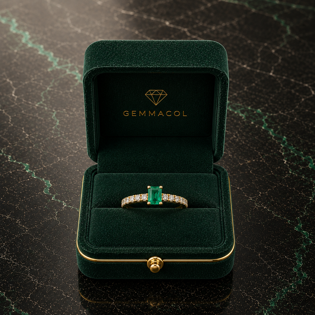 Anillo Resplandor Verde de Diamantes