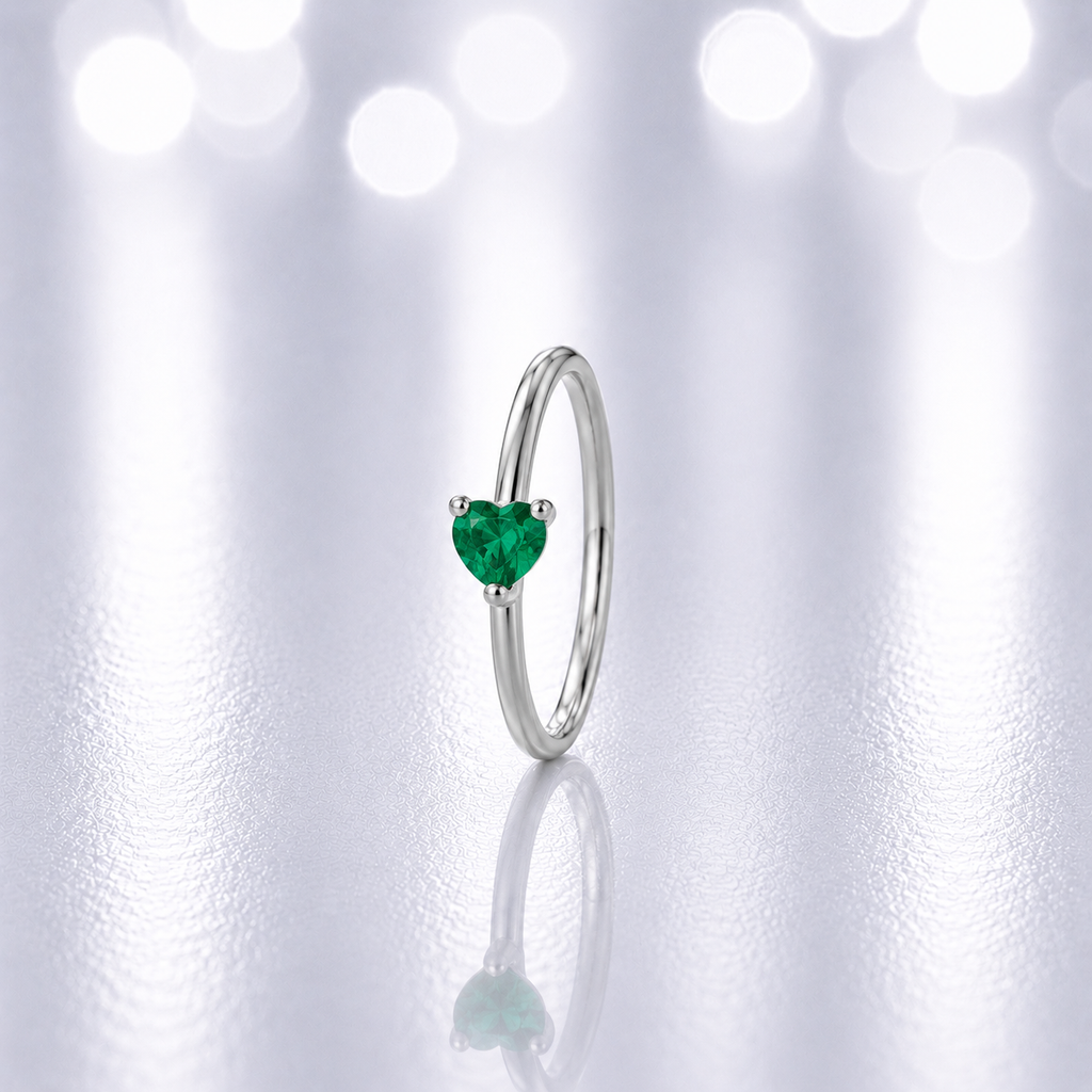 Anillo Corazón Esmeralda Infinito