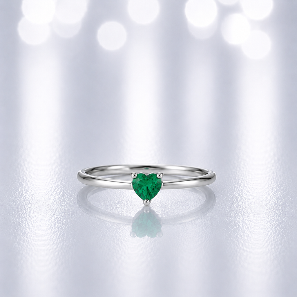 Anillo Corazón Esmeralda Infinito