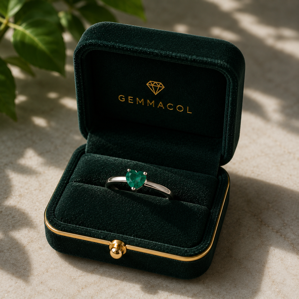 Anillo Corazón Esmeralda Infinito